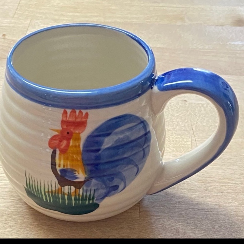 ALCO INDUSTRIES Hand Painted Stoneware Rooster 12oz Coffee Cup Farmhouse